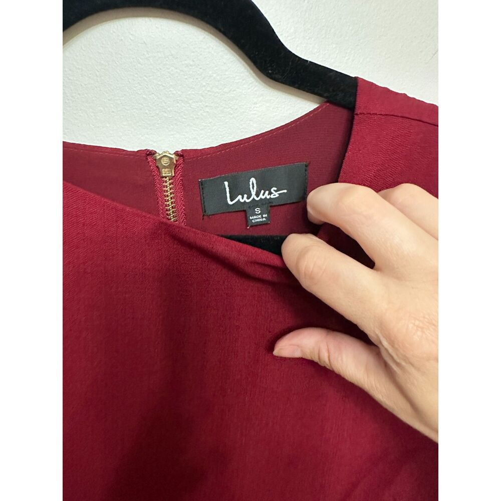 Lulus Burgundy Wine Shift Dress Small Short Sleeve Mini Cocktail Holiday Wedding - Picture 8 of 8